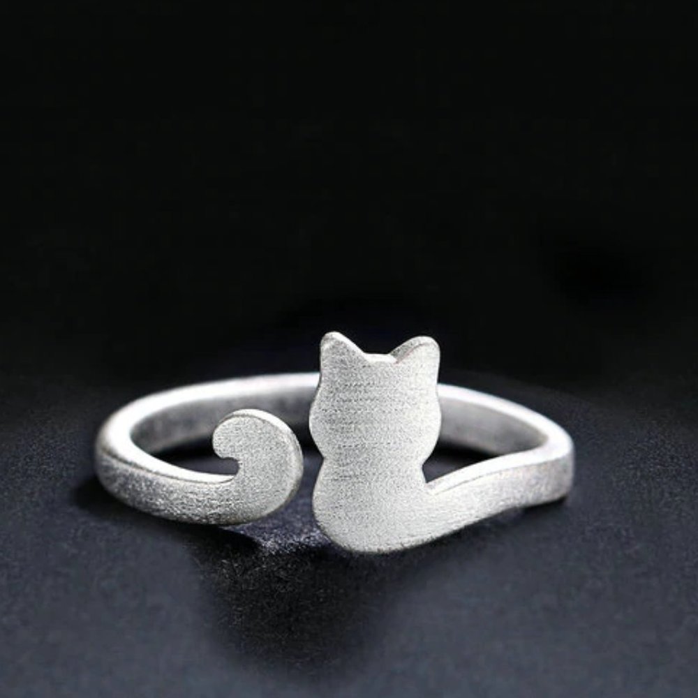 Lovely Cat 925 Adjustable Ring and Earing